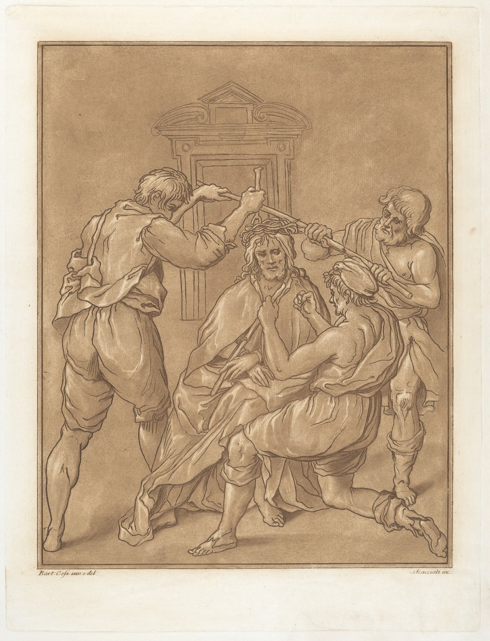 Kristus kronet med torner av Andrea Scacciati after Bartolomeo Cesi