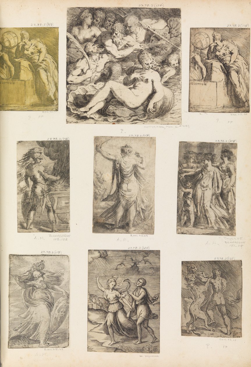 Bellona og andre mytologiske figurer, ca. 1540 . av Andrea Schiavone