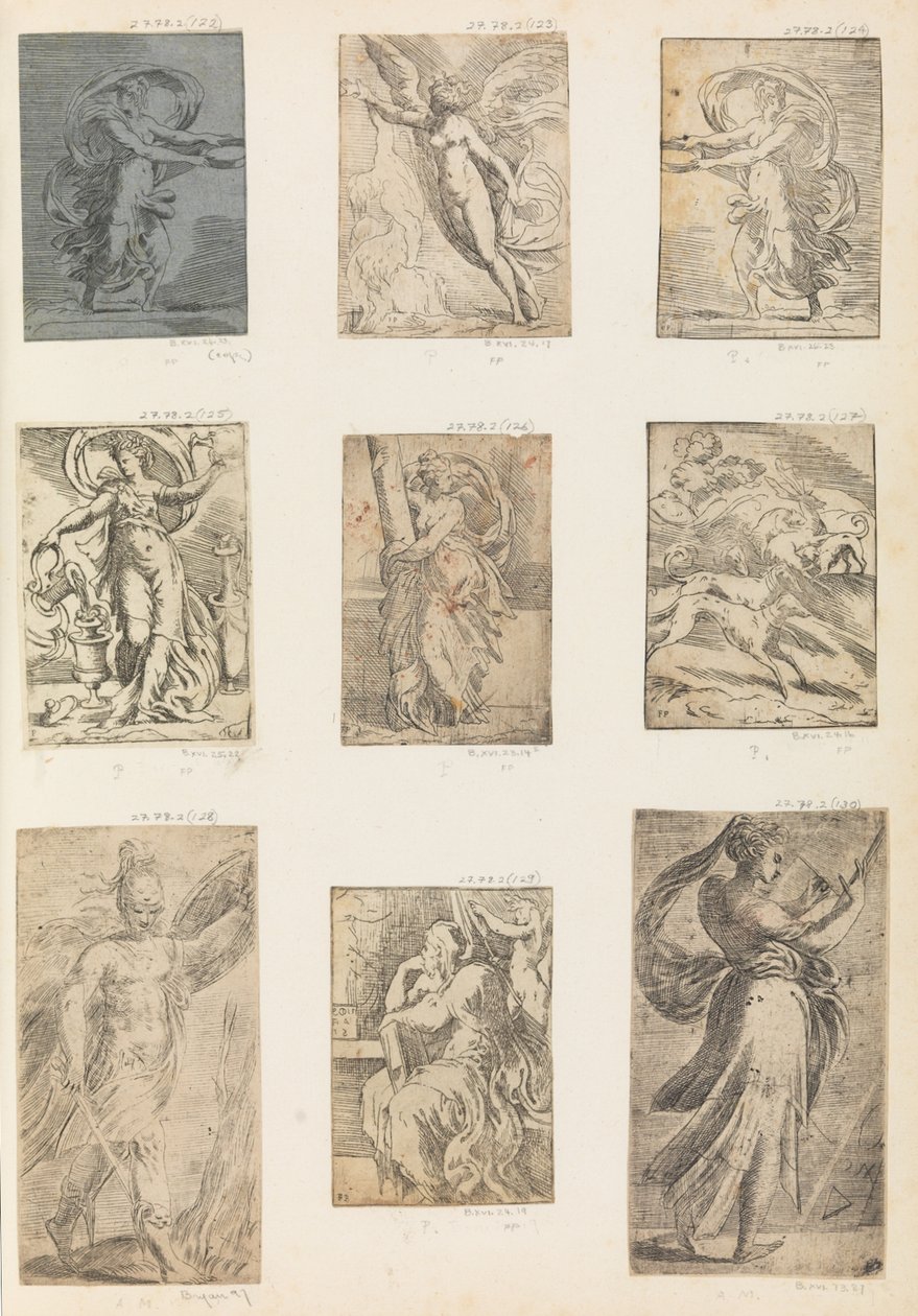 Mars og andre mytologiske figurer, ca. 1536-38. av Andrea Schiavone