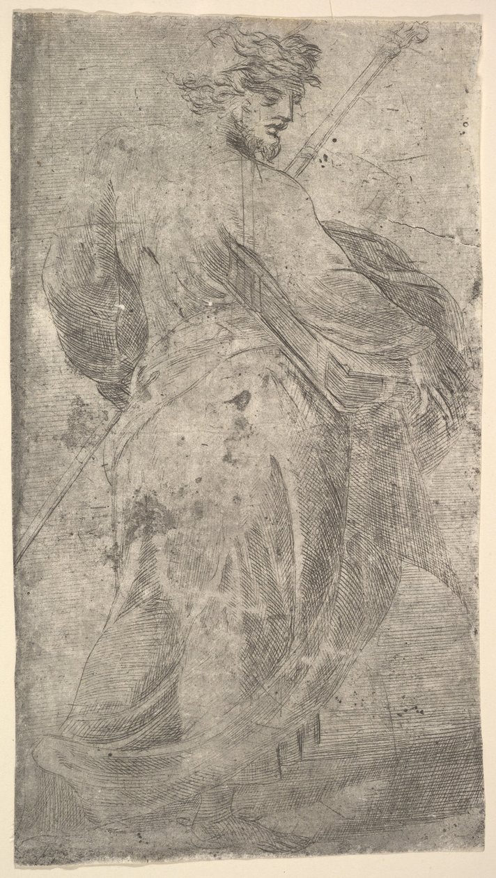 Saint James Major, en stav i venstre hånd, bok i høyre, fra 