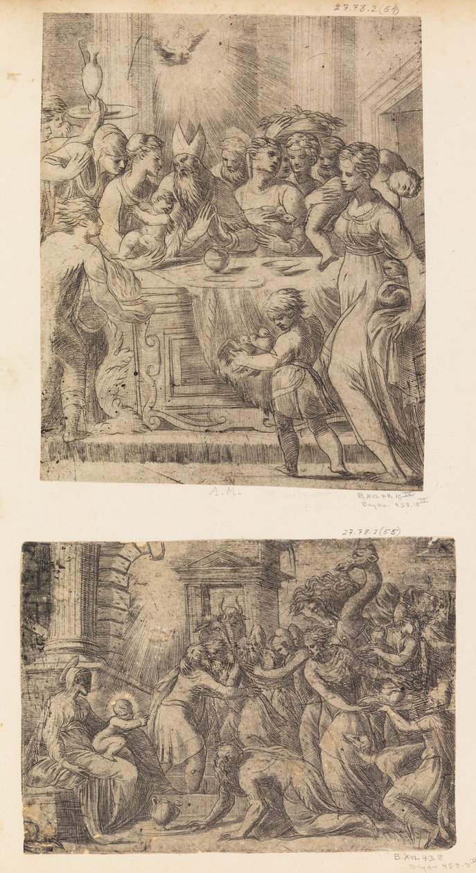 Tilbedelsen av magiene, ca. 1542-46. av Andrea Schiavone