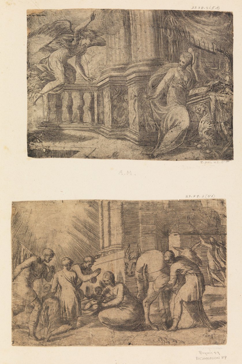 Bebudelsen, tilbedelsen av hyrdene, etter ca. 1552. av Andrea Schiavone