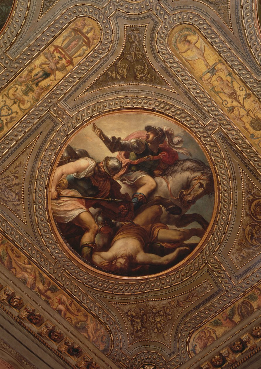 The Force of Arms, fra taket på biblioteket, 1556 av Andrea Schiavone
