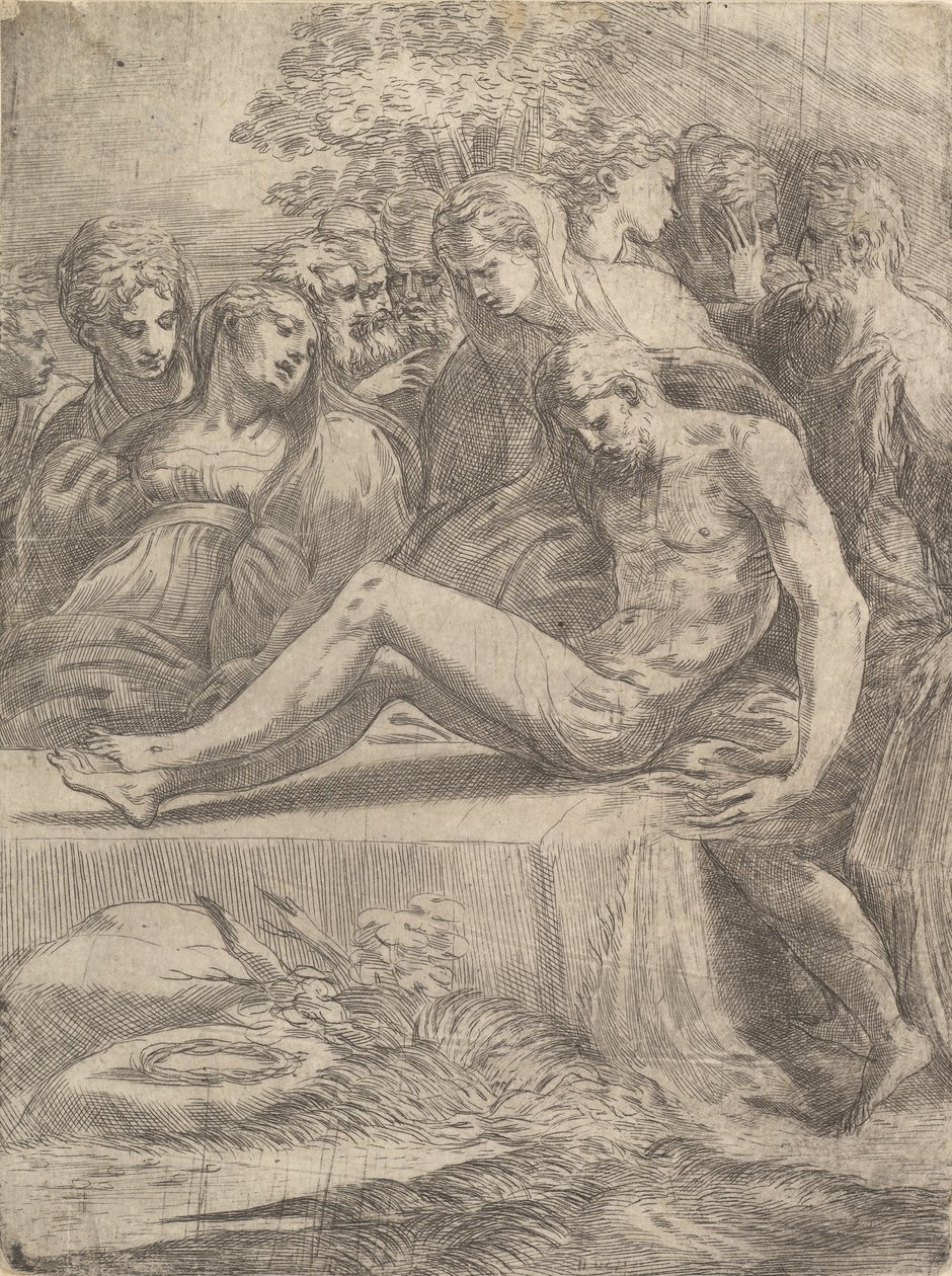 Klagesangen over den døde Kristus, ca. 1545-50. av Andrea Schiavone