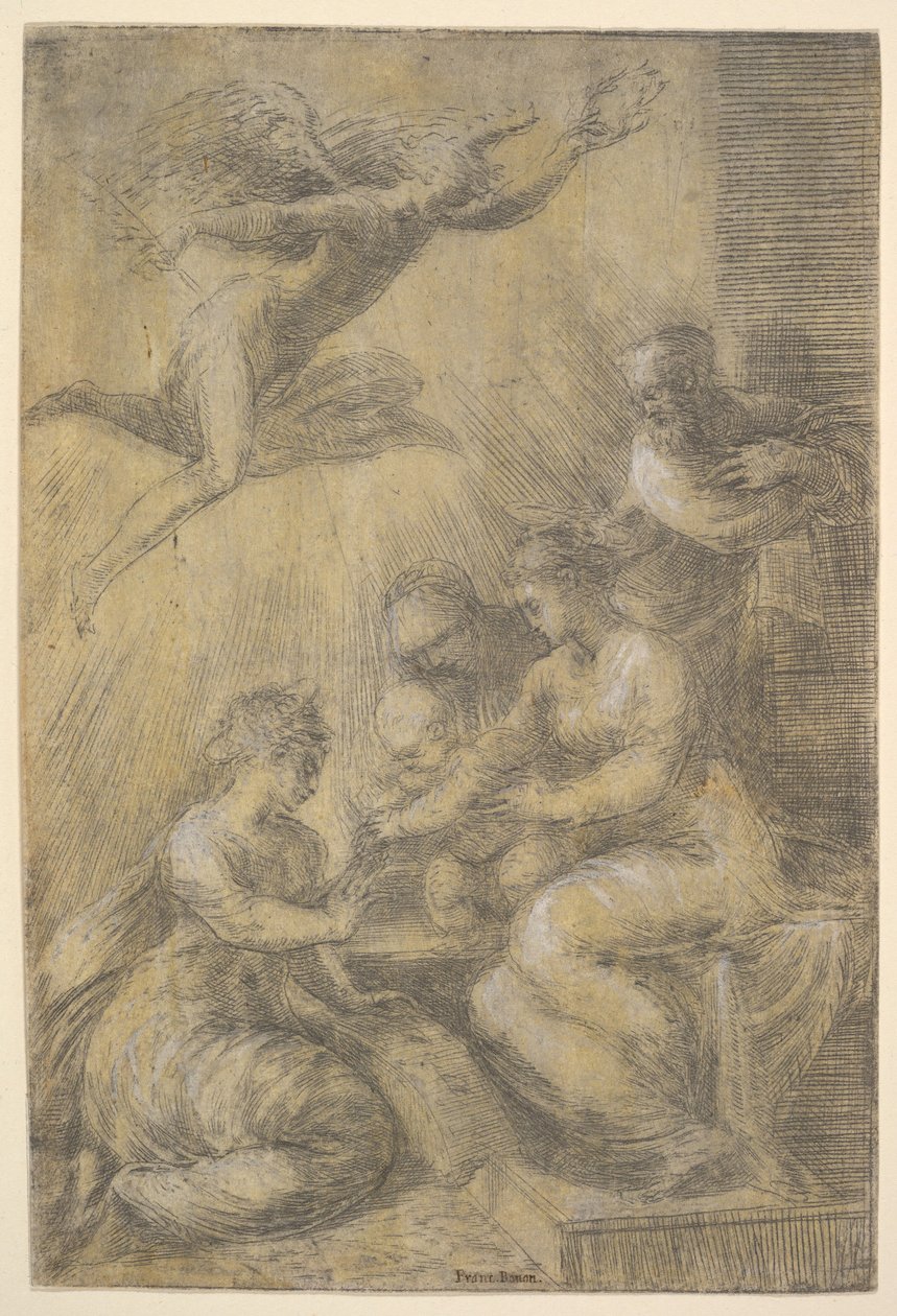 Det mystiske ekteskapet til Saint Catherine, ca. 1550. av Andrea Schiavone