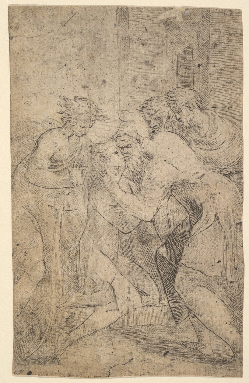 Tilbakekomsten til den fortapte sønnen som faller for farens føtter, ca. 1536-40. av Andrea Schiavone