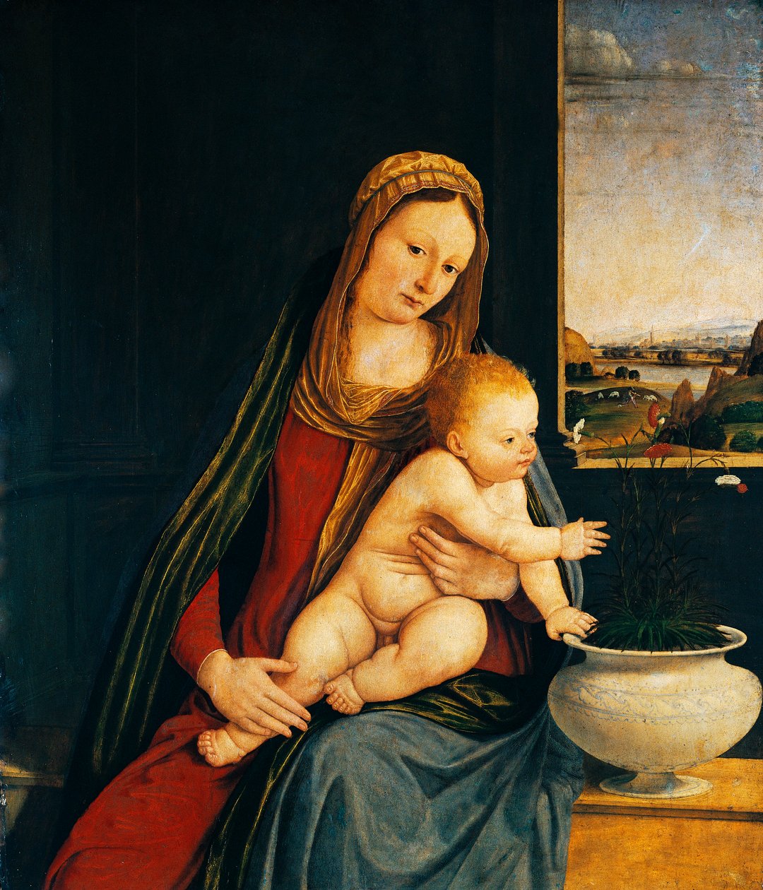 Madonna and Child eller Madonna of the Carnations av Andrea Solario