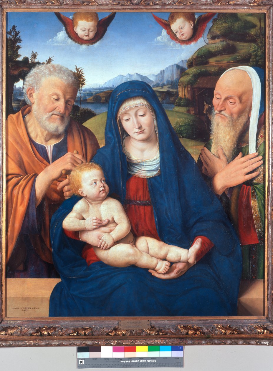 Madonna og barn med St. Joseph og St. Simeon av Andrea Solario