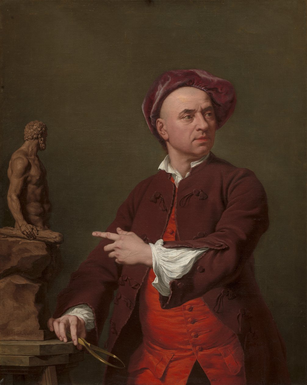 John Michael Rysbrack modellerer sin terrakotta-statue av Hercules av Andrea Soldi
