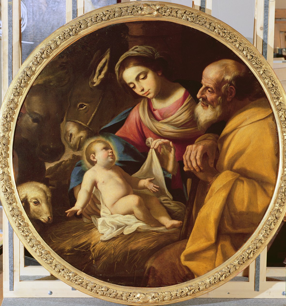 Hellig familie (tondo) av Andrea Vaccaro