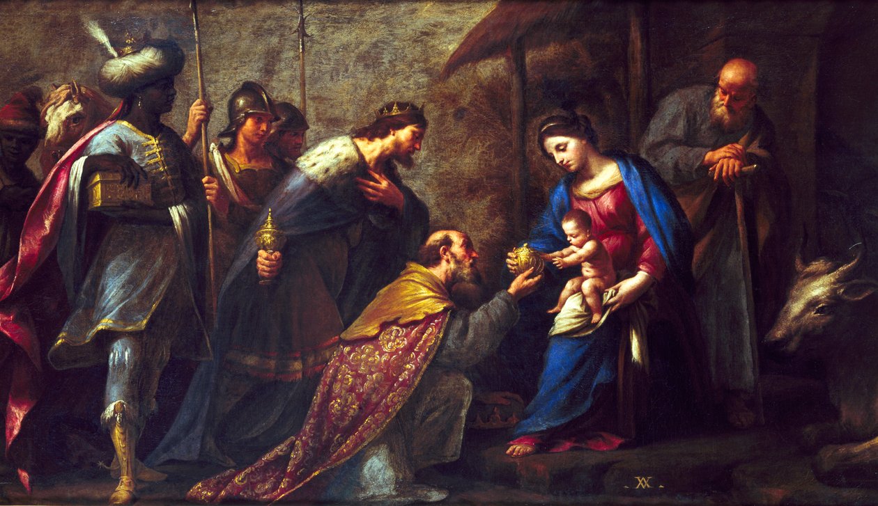 The Adoration of the Magi (olje på lerret) av Andrea Vaccaro