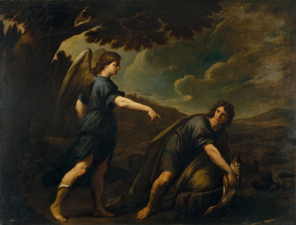 Engelen og Tobias med fisken, ca. 1640 av Andrea Vaccaro