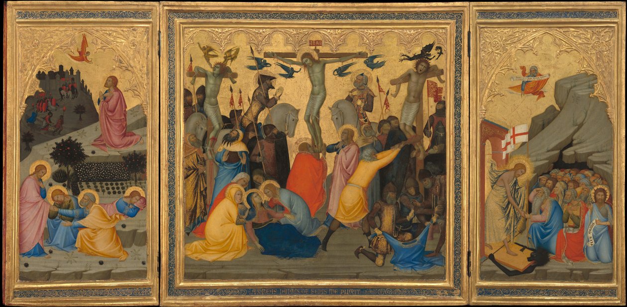 Scener fra Kristi lidenskap: Kvalen i hagen, korsfestelsen..., 1380-tallet. av Andrea Vanni