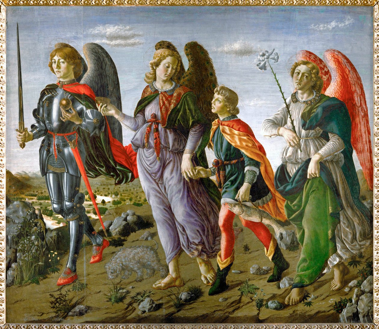 Tobias og engelen Tempera på (tempera på tre) av Andrea del (1435-88) Francesco Botticini & Verrocchio