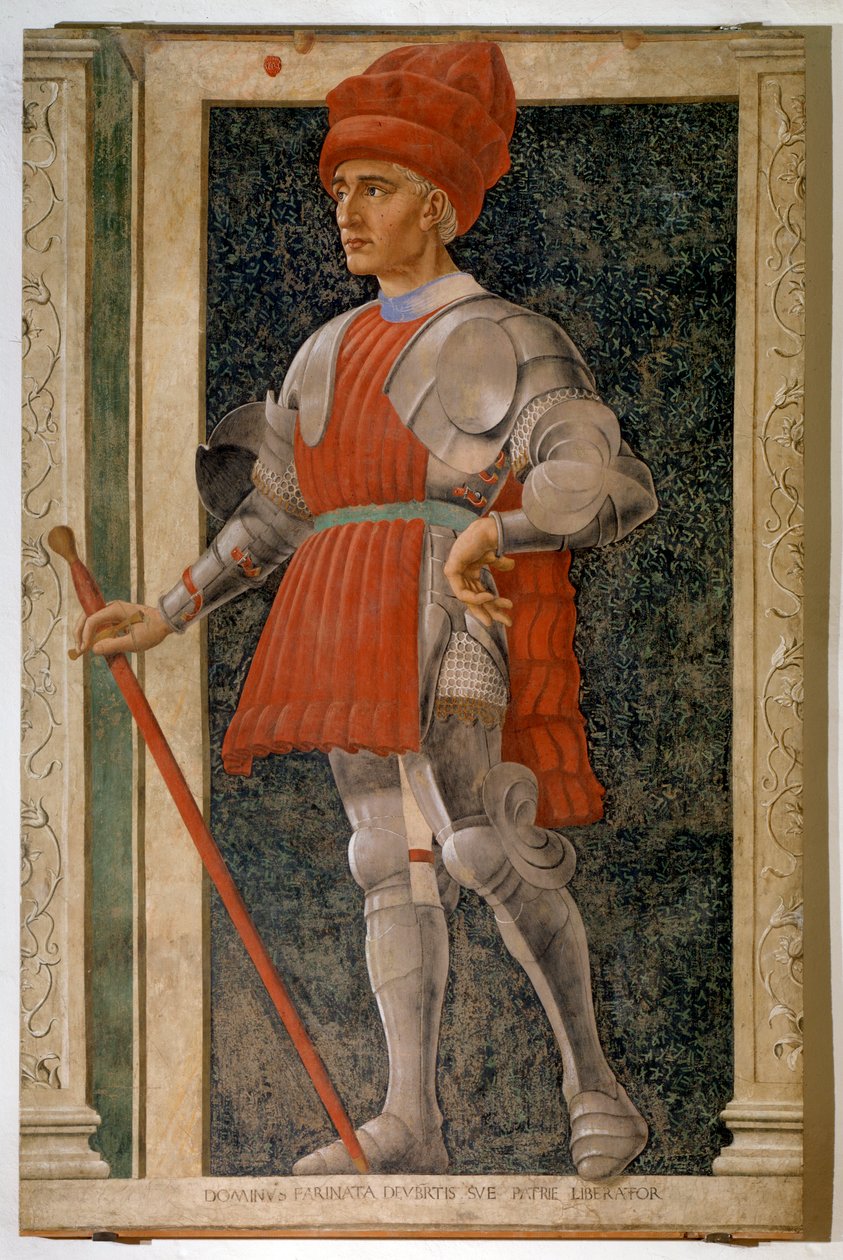 Portrett av Farinata degli Uberti, italiensk aristokrat og militærleder (fersk av Andrea del Castagno