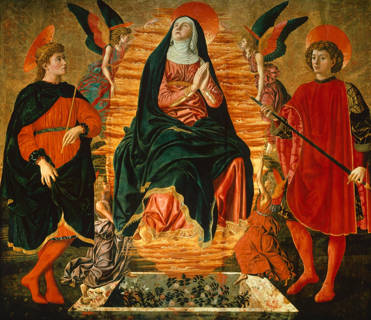 Antagelsen av jomfruen og de hellige Julian og Miniato, av Andrea del Castagno (ca 1421-1457) av Andrea del Castagno