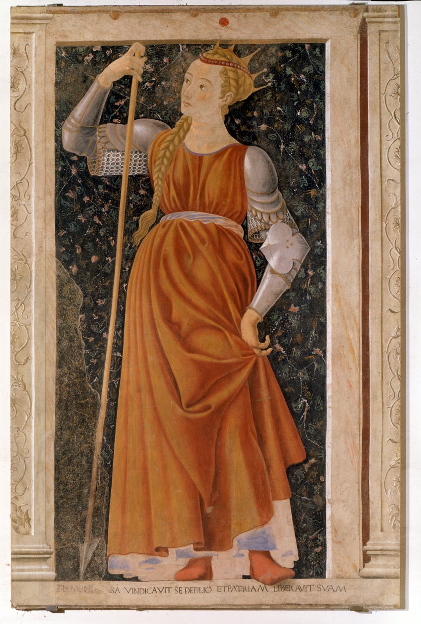 Tomyris dronningen som regjerte over Massagetae (Fresco av Andrea del Castagno