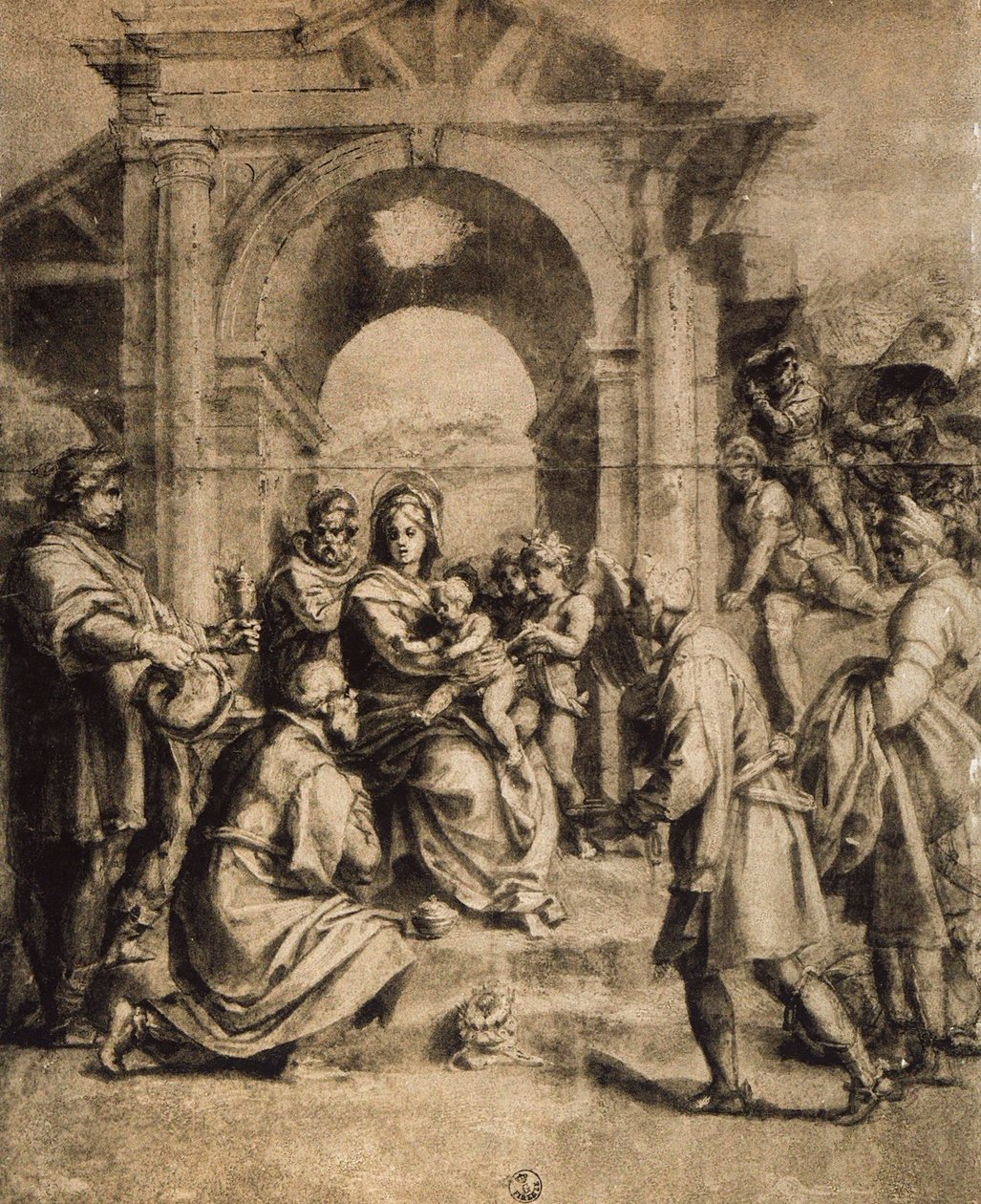 Adoration of the Magi, tegning av Andrea del Sarto. Kabinett for tegninger og trykk, Uffizi, Firenze av Andrea del Sarto