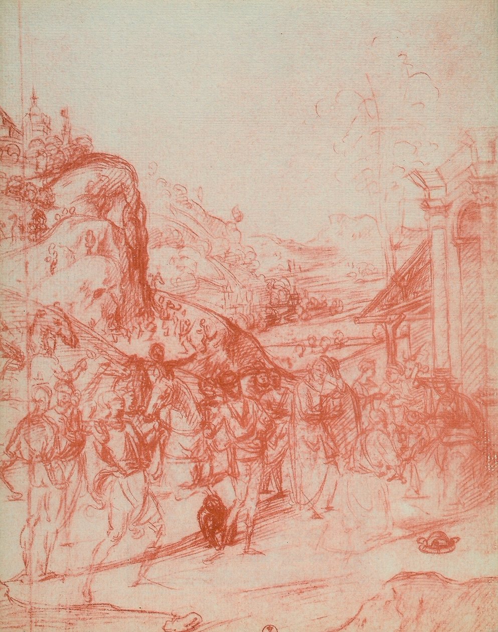 Adoration of the Magi, tegning av Andrea del Sarto. Cabinet of Drawings and Prints, Uffizi Gallery, Firenze av Andrea del Sarto