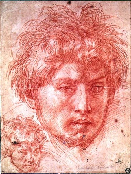 Head of a Man (rødt kritt på papir) av Andrea del Sarto