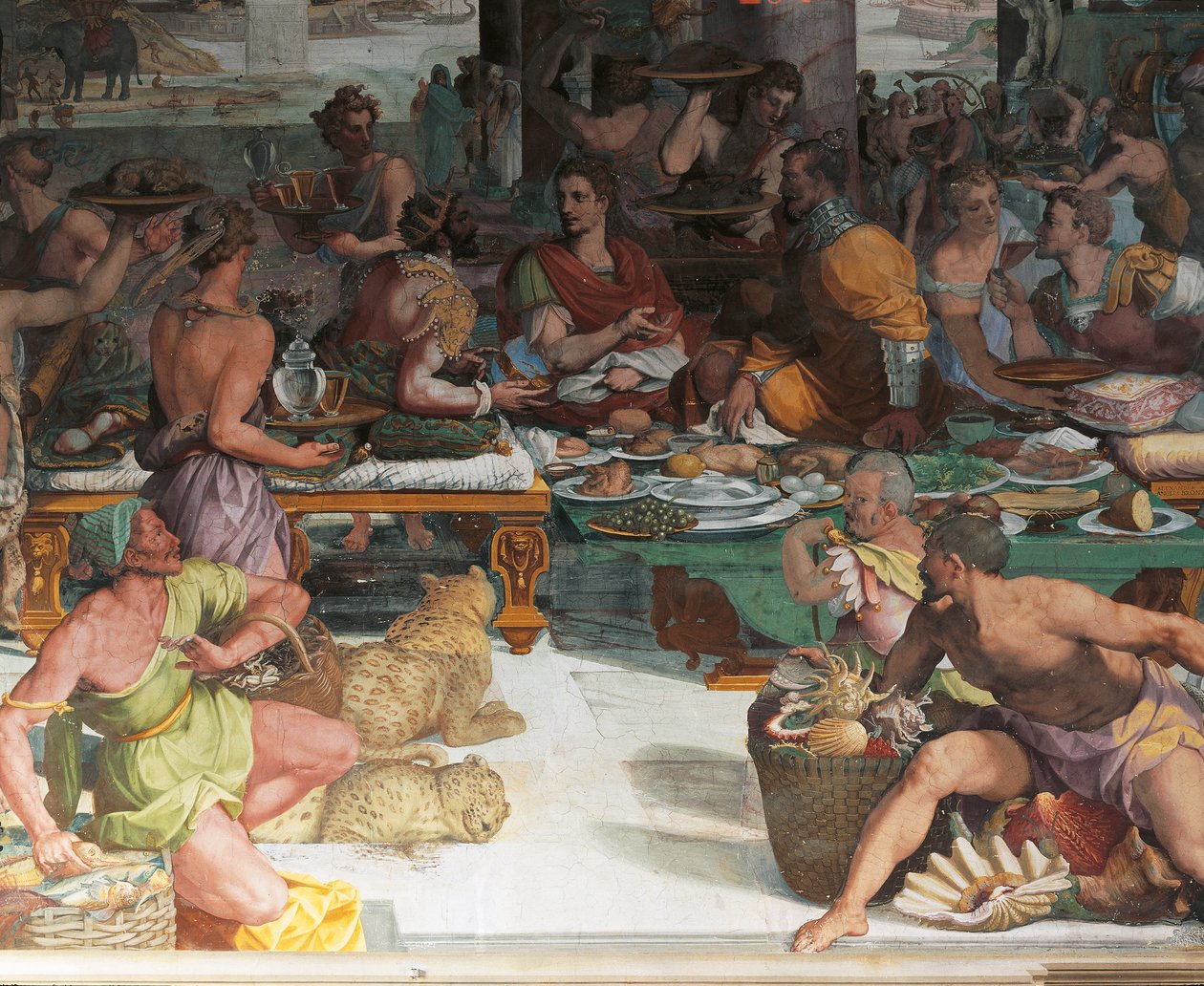 Julius Caesar mottar skatten fra Egypt (fresco) av Andrea del Sarto