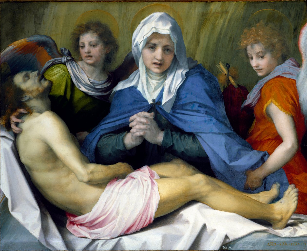 Lamentation on the Dead Christ Maleri av Andrea d