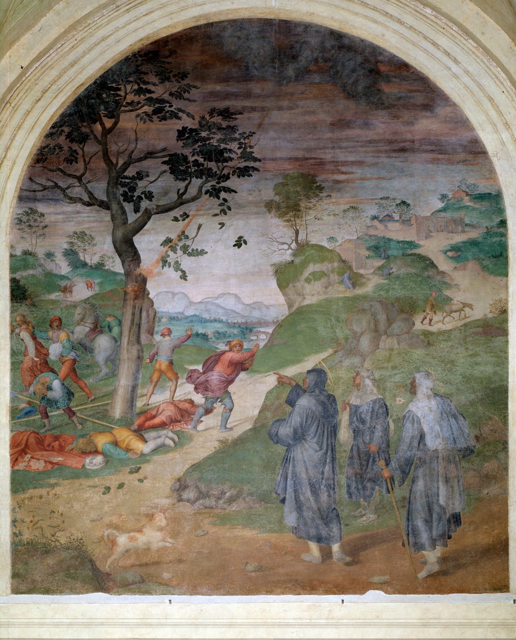 Life of St. Philip Benizi: straffen for syndere (Fresco av Andrea del Sarto