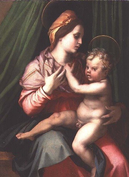 Madonna og barn (panel) av Andrea del Sarto