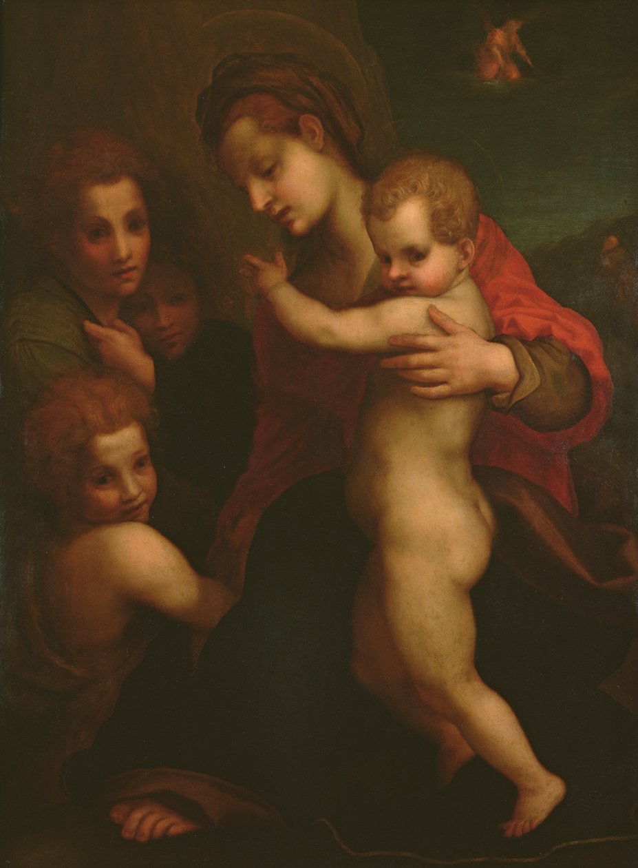 Madonna og barn, St. John og to engler av Andrea del Sarto