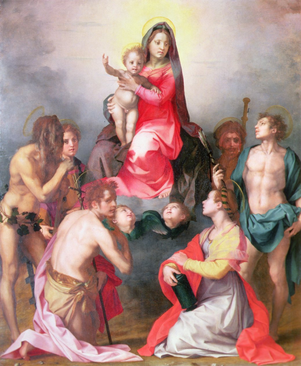 Madonna og barn med hellige av Andrea del Sarto
