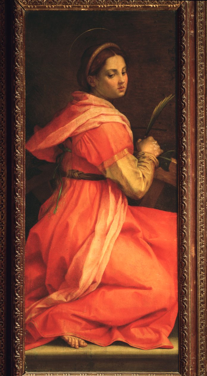 Den hellige Katarina av Alexandria, St. Agnes altertavle (maleri, 1525-1528) av Andrea del Sarto