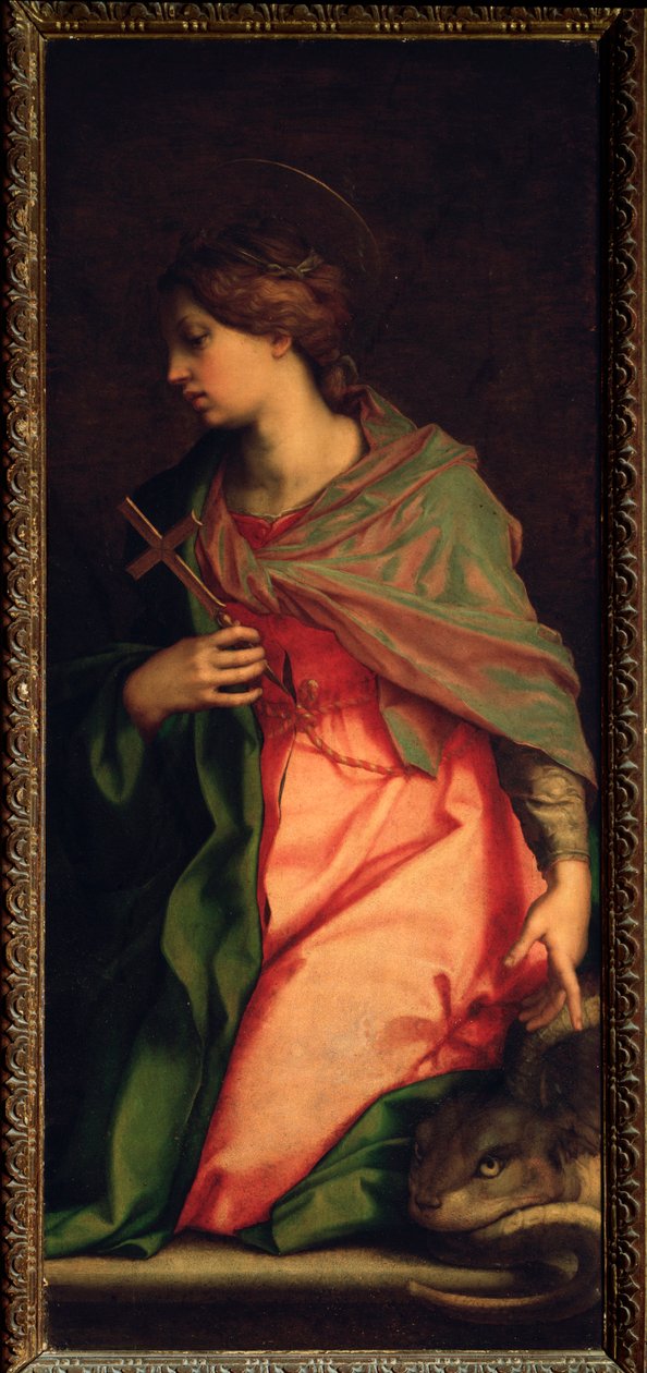 Saint Margarita av Antiokia, altertavle av St. Agnes (maleri, 1525-1528) av Andrea del Sarto