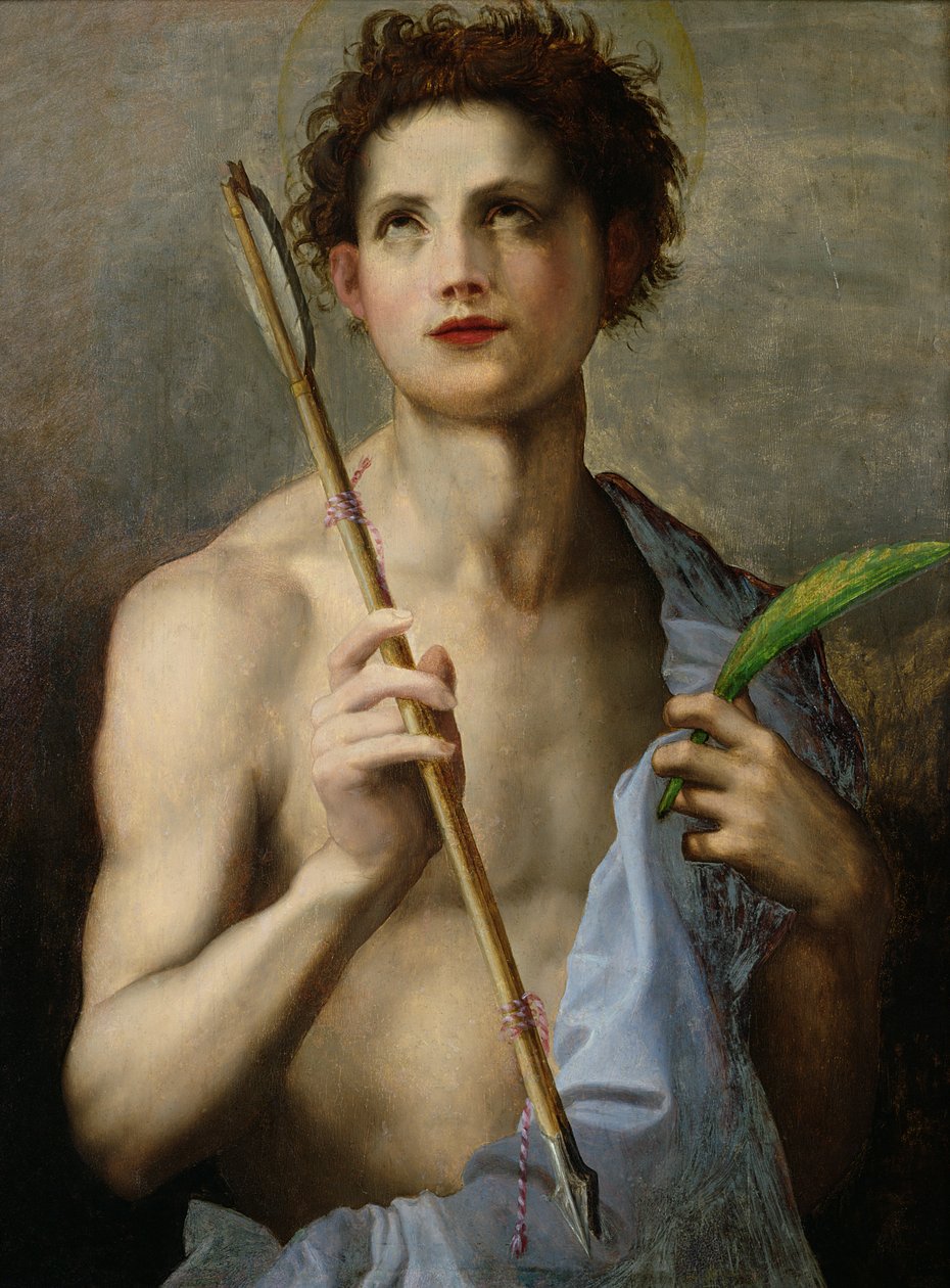 St. Sebastian holder to piler og martyrpalmen av Andrea del Sarto