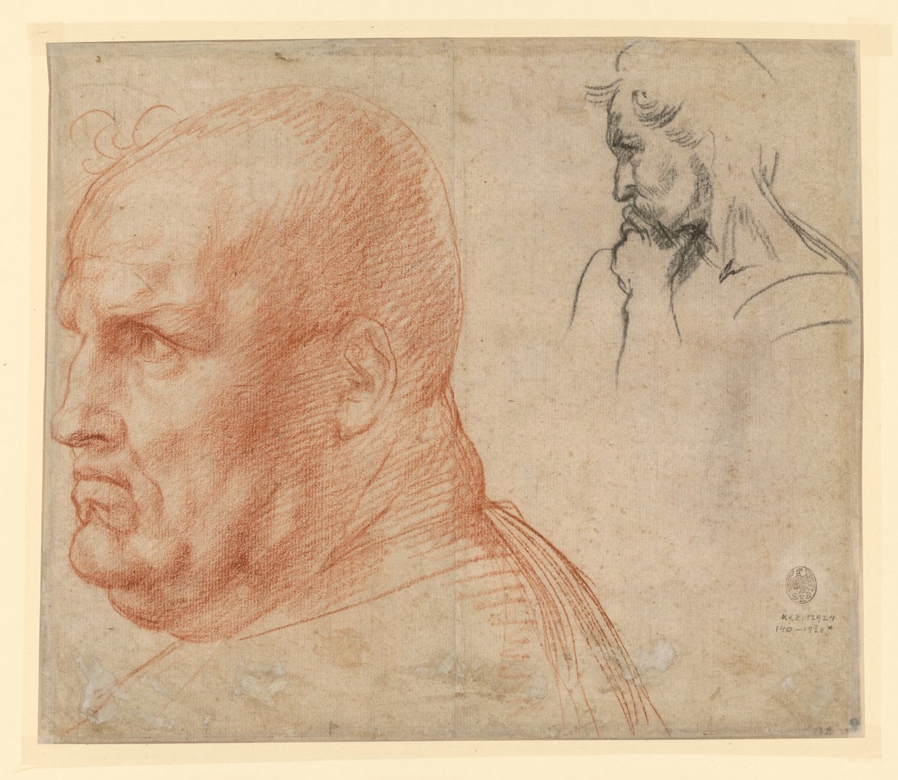 Studie av to hoder av Andrea del Sarto