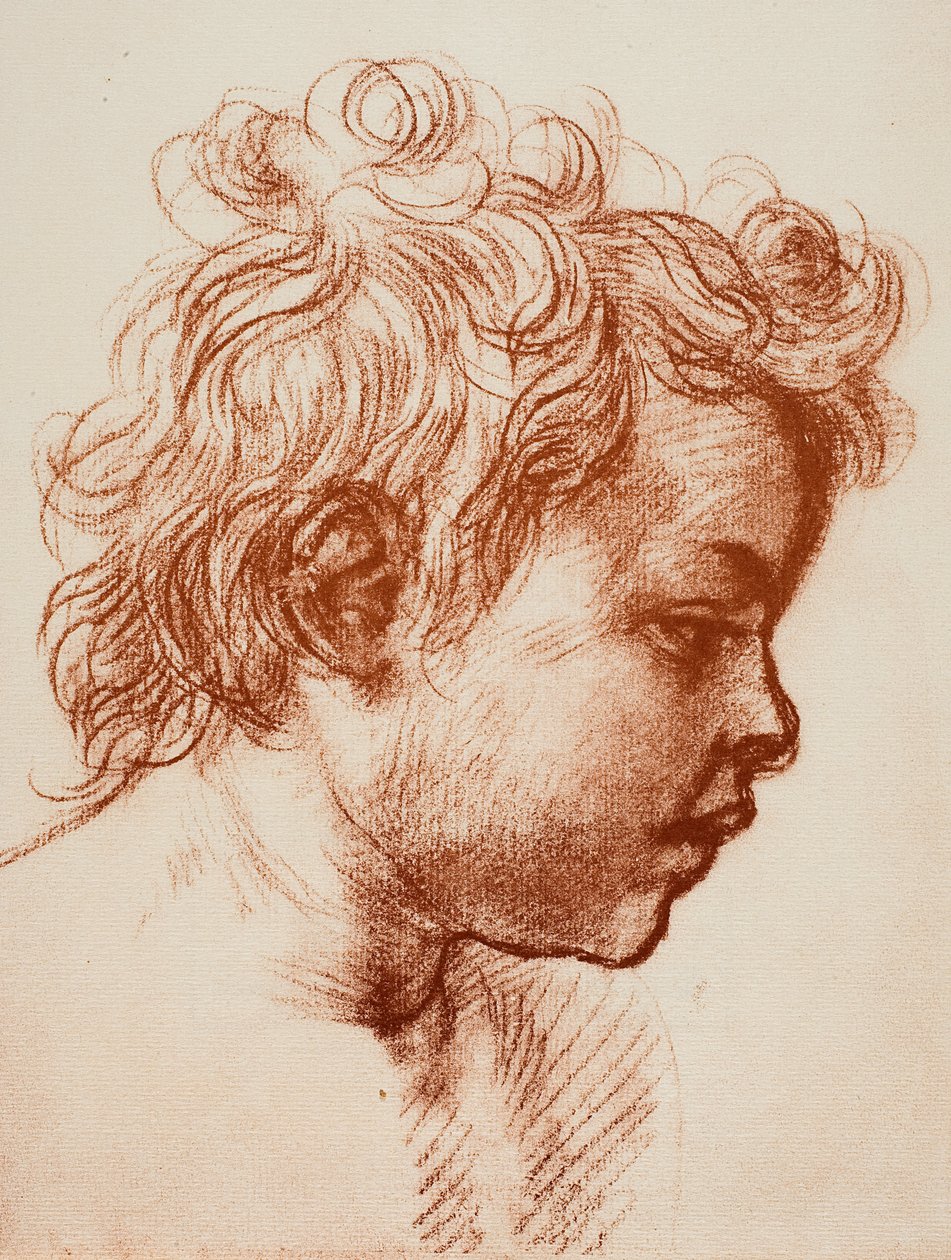 Studie for lederen av St. John (barn) av den hellige familie, Palatina Gallery, Pitti; tegning av Andrea del Sarto, Institutt for tegninger og trykk, Uffizi Gallery, Firenze av Andrea del Sarto