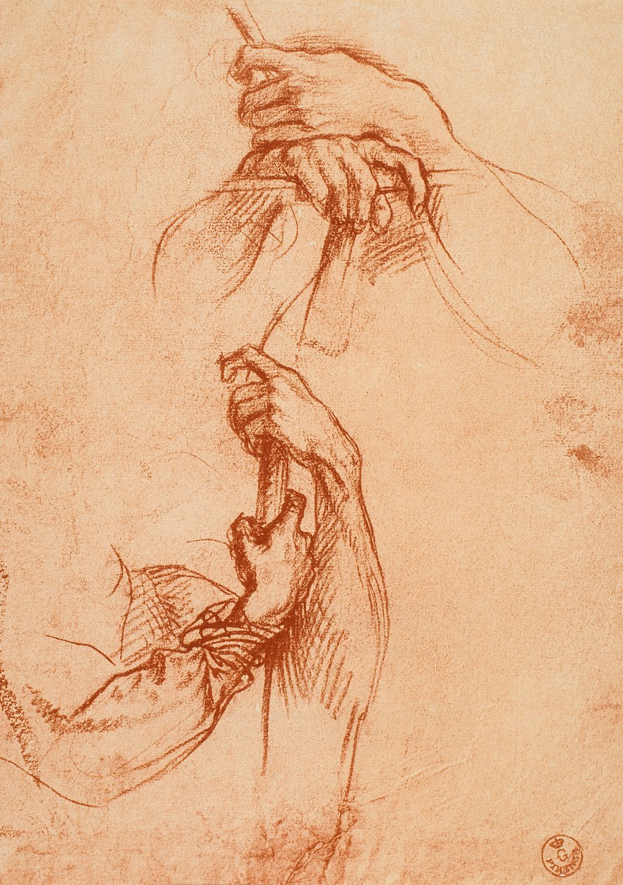 Studie av hender av Andrea del Sarto