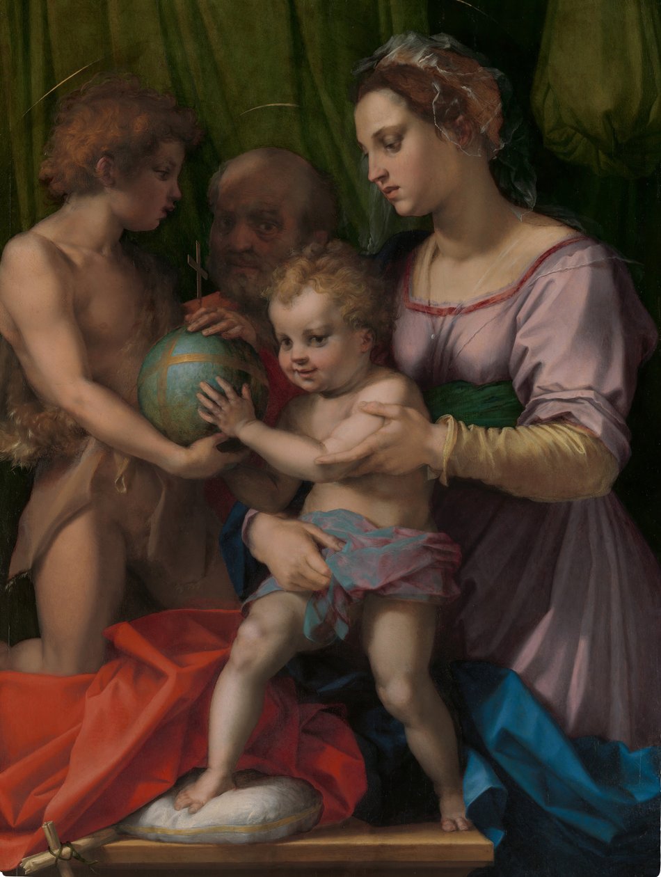 Den hellige familie med den unge døperen Johannes, ca. 1528. av Andrea del Sarto