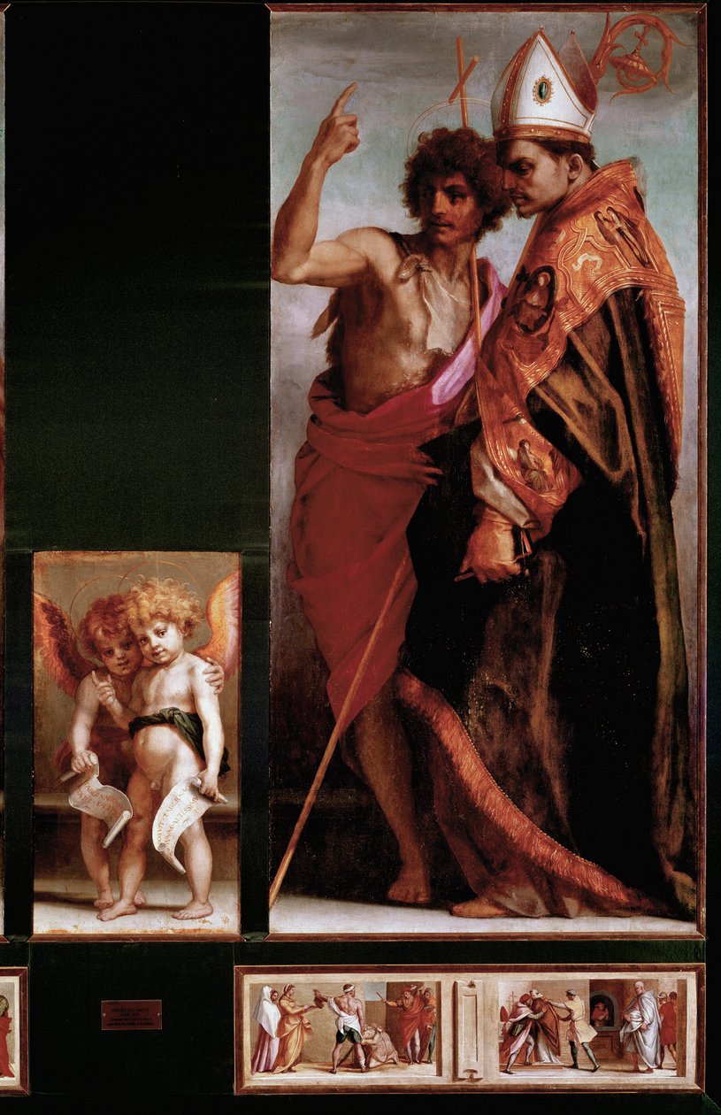 Vallombrosa altertavle: St John Baptist og St Bernard degli Uberti, sidepaneler. (olje på panel av Andrea del Sarto
