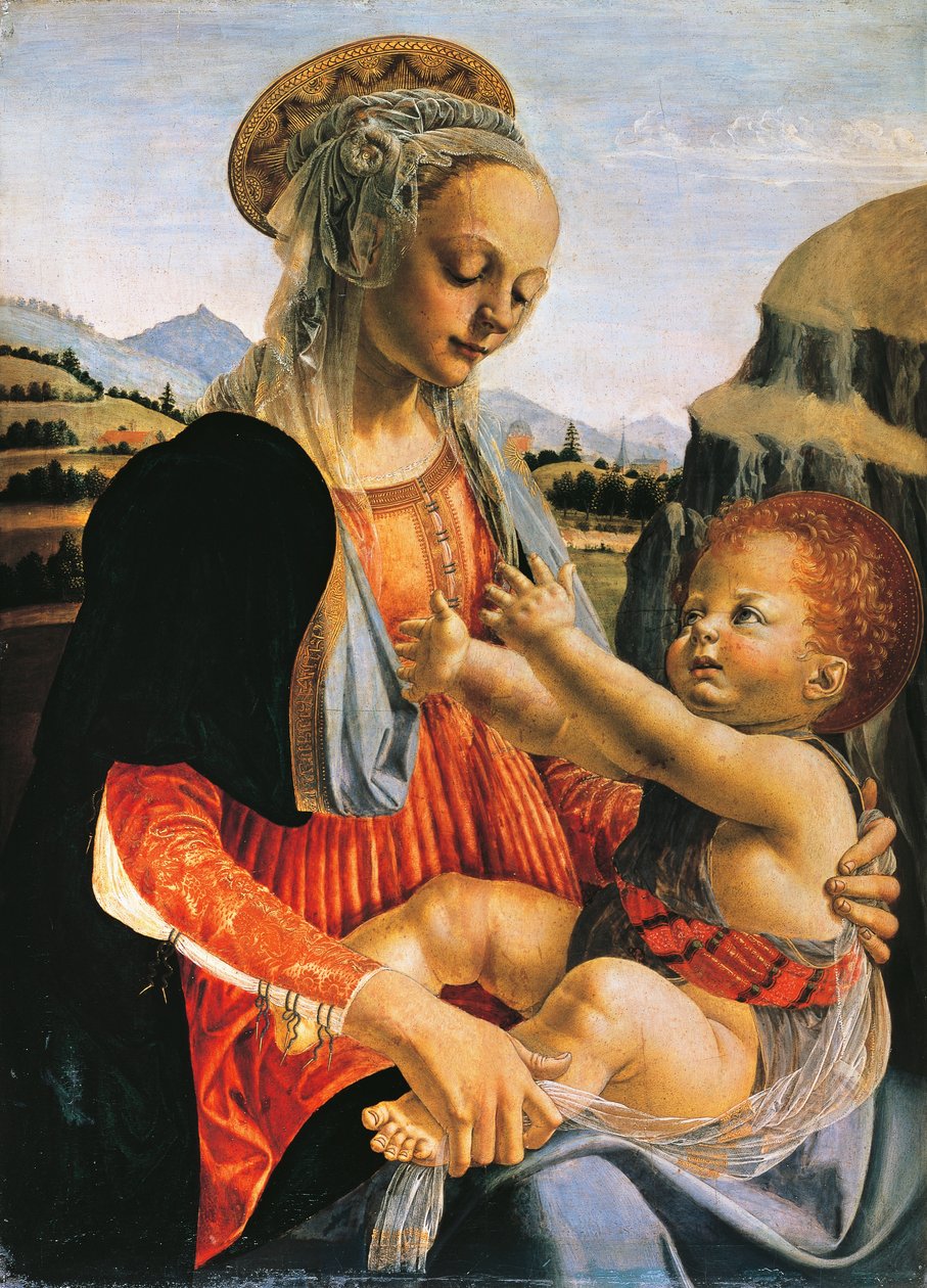 Madonna og barn, rundt 1470, av Andrea del Verrocchio (1437-1488), Olje på tre, 75,5x54,8 cm av Andrea del Verrocchio
