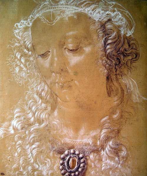Portrett av Isabella dEste (pastell og fargestift) av Andrea del Verrocchio
