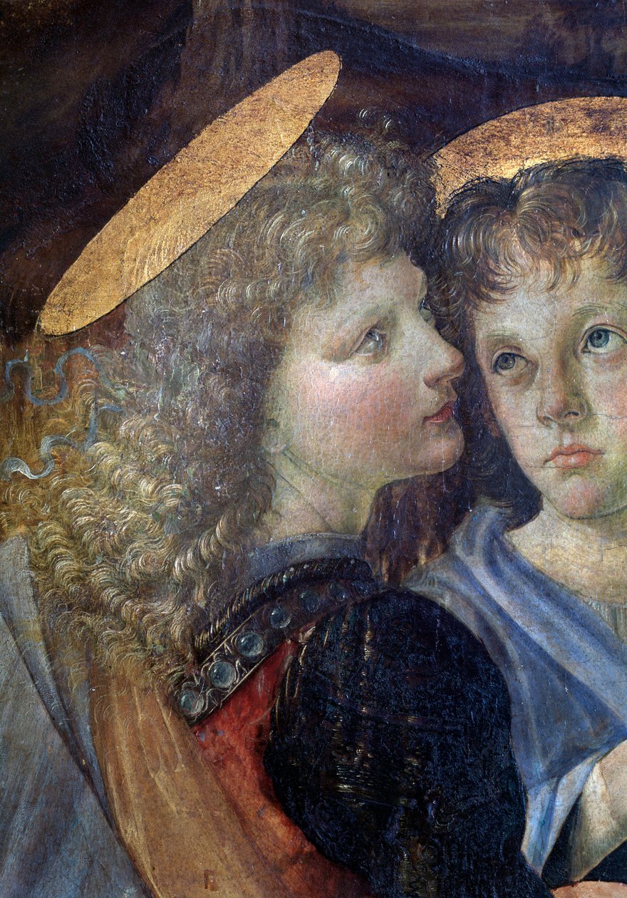 Kristi dåp, Detalj - olje og tempera på panel av Andrea del Verrocchio