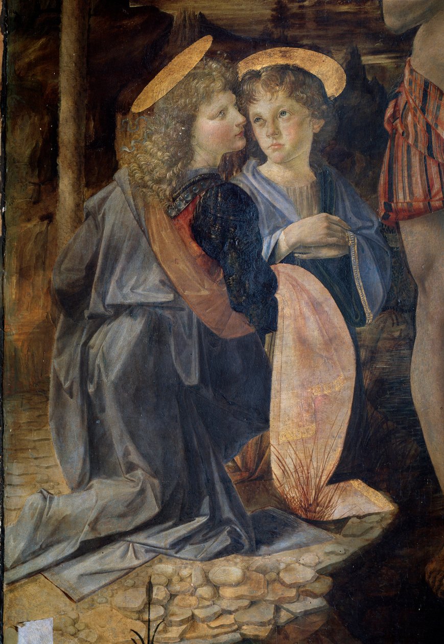 Kristi dåp, Detalj - olje og tempera på panel av Andrea del Verrocchio