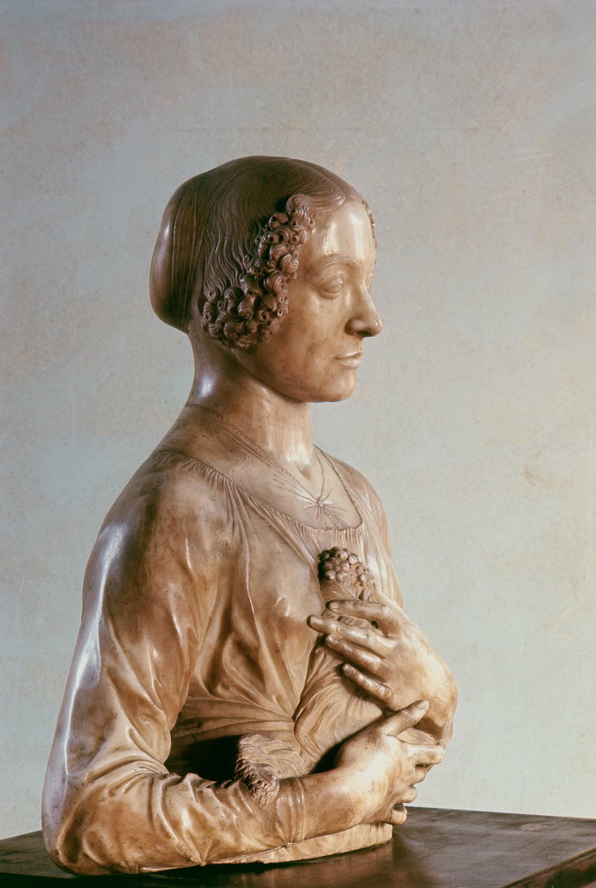 Kvinne med en bukett, ca. 1475-80 (marmor) av Andrea del Verrocchio