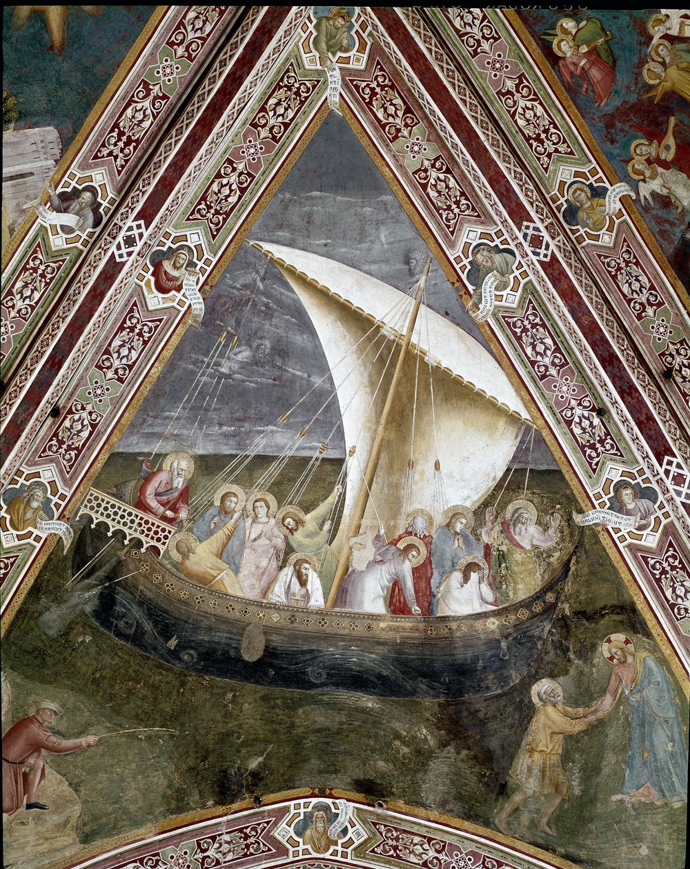 Romskipet til apostelen Peter. (Kristus stiller stormen på Tiberiassjøen) av Andrea di Bonaiuto (fl.1343 77)