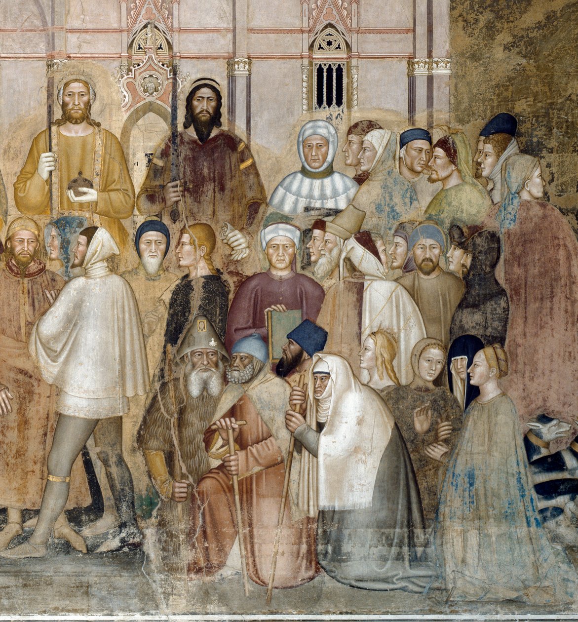 Den katolske kirkes triumf (Detalj av Fresco av Andrea di Bonaiuto (fl.1343 77)