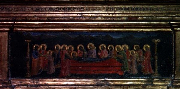 The Madonna of the Girdle, detalj av predellaen av Andrea di Giusto Manzini