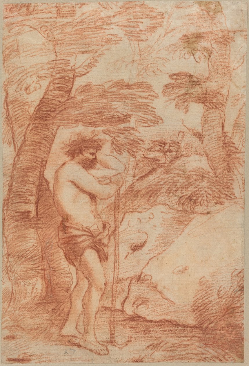 Stående hyrde i et landskap av Andrea di Leone