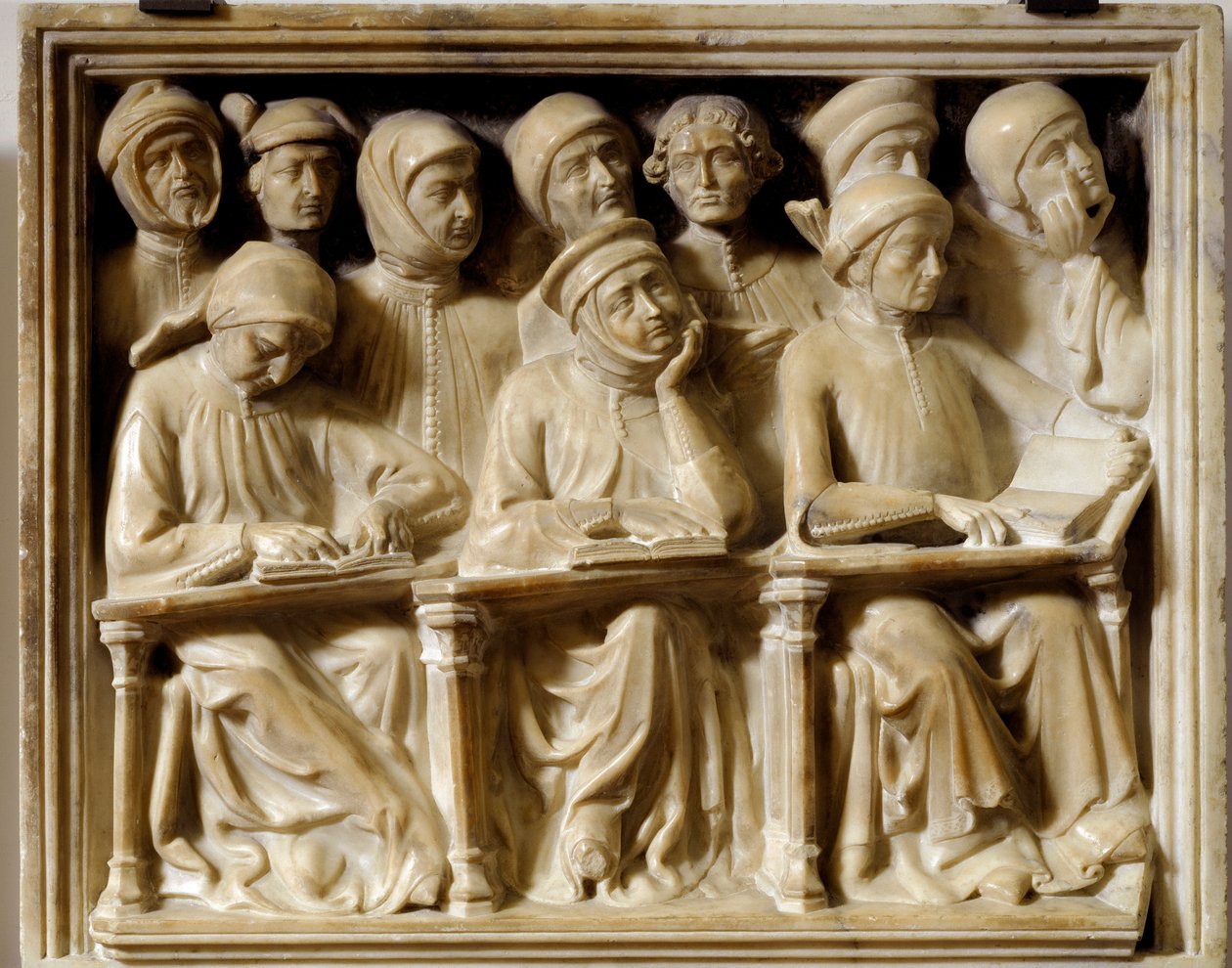 Gravbuen til Bartolomeo da Saliceto: studenter som deltar på et kurs (skulptur av Andrea di Piero Ferrucci