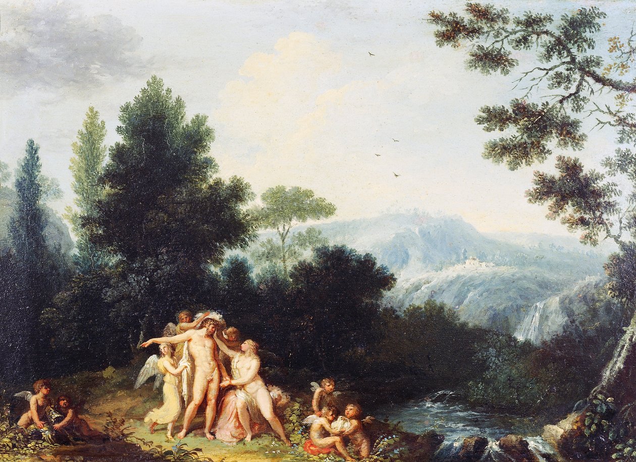 Mars og Venus, ca 1801, av Andrea Appiani (1754-1817), olje på tre, 24,5x34,5 cm av Andrea the Elder Appiani