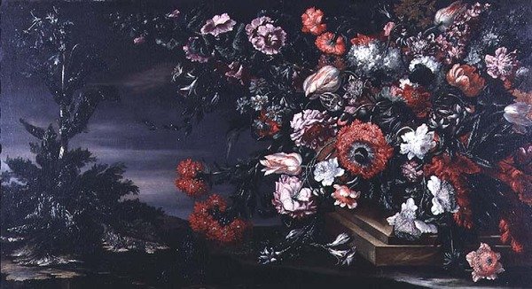 Stilleben av blomster i en steinvase av Andrea the Elder Scacciati